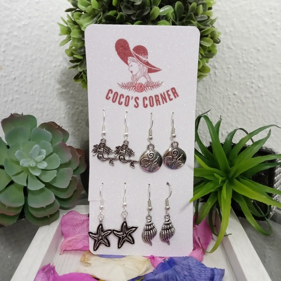 Set of four Summer beach earrings - Picture 3 of 10